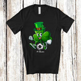 MacnyStore - Personalized Shamrock Playing Soccer; Amusing St. Patrick's Day Irish; Custom Name Sport Player T-Shirt