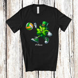 MacnyStore - Personalized Shamrock Playing Volleyball; Amusing St. Patrick's Day Irish; Custom Name Sport Player T-Shirt