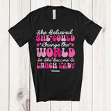 MacnyStore - Personalized She Believed Change The World; Lovely Custom Name Lunch Lady Jobs Proud T-Shirt
