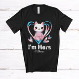 MacnyStore - Personalized She's Mine I'm Hers; Lovely LGBTQ Transgender Flag Heart Cat; Custom Name Couple T-Shirt
