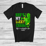 MacnyStore - Personalized She's My Lucky Charm; Joyful St. Patrick's Day Half Shamrock; Custom Name Couple T-Shirt