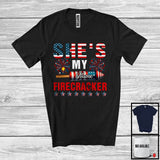 MacnyStore - Personalized She's My Sparkler, Humorous 4th Of July Firecracker, Custom Name Couple T-Shirt