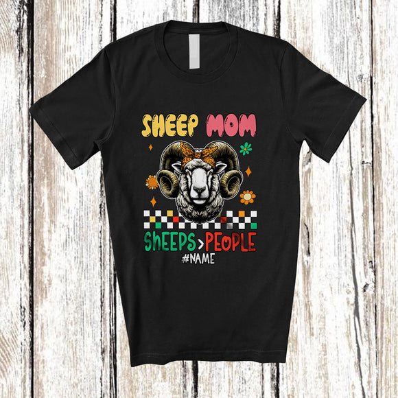 MacnyStore - Personalized Sheep Mom; Joyful Mother's Day Flowers Custom Name Sheep Farmer; Family T-Shirt