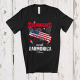 MacnyStore - Personalized Shenanigans And Harmonica; Lovely 4th Of July Custom Name Harmonica Player; Patriotic T-Shirt