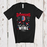 MacnyStore - Personalized Shenanigans And Wine; Lovely 4th Of July Custom Name Drink Wine; Patriotic T-Shirt