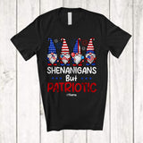 MacnyStore - Personalized Shenanigans But Patriotic; Lovely 4th Of July Four Gnomes; Custom Name Patriotic T-Shirt