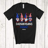 MacnyStore - Personalized Shenanigans Squad; Lovely 4th Of July Four Gnomes; Custom Name Patriotic T-Shirt