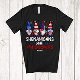 MacnyStore - Personalized Shenanigans With My Gnomies; Lovely 4th Of July Four Gnomes; Custom Name Patriotic T-Shirt