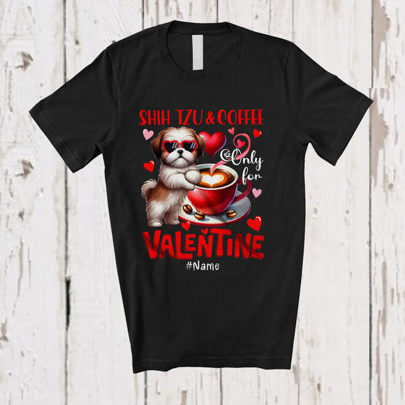 MacnyStore - Personalized Shih Tzu And Coffee Only For Valentine; Lovely Custom Name Single; Animal T-Shirt