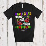MacnyStore - Personalized Show Me Your Watermelons; Humorous Mardi Gras Beads Fruit; Custom Name Parades T-Shirt