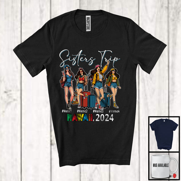 MacnyStore - Personalized Sisters Trip Custom Name Hawaii 2024, Joyful Summer Vacation Friends Family Group T-Shirt