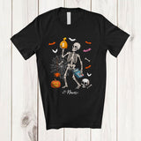 MacnyStore - Personalized Skeleton Accountant; Horror Halloween Custom Name Accountant Squad Job Proud T-Shirt