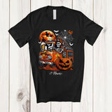 MacnyStore - Personalized Skeleton Drinking Beer Driving Fire Truck; Joyful Halloween Custom Name Drunker T-Shirt