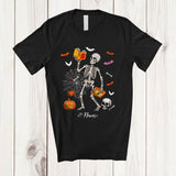 MacnyStore - Personalized Skeleton Librarian; Horror Halloween Custom Name Librarian Squad Job Proud T-Shirt