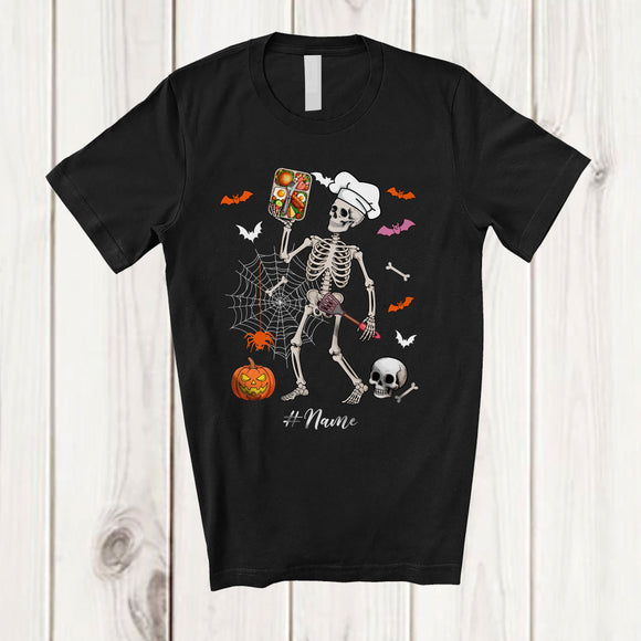 MacnyStore - Personalized Skeleton Lunch Lady; Horror Halloween Custom Name Lunch Lady Squad Job Proud T-Shirt