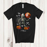 MacnyStore - Personalized Skeleton Playing Badminton; Joyful Halloween Moon Custom Name Sport Player Team T-Shirt
