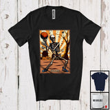MacnyStore - Personalized Skeleton Playing Basketball, Amazing Halloween Custom Name Sport Player Team T-Shirt