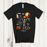 MacnyStore - Personalized Skeleton Playing Basketball; Joyful Halloween Moon Custom Name Sport Player Team T-Shirt