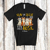MacnyStore - Personalized Slap An Idiot Day; Lovely Mother's Day Custom Name Cat Owner; Family Group T-Shirt