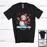MacnyStore - Personalized Snowman Playing Football; Fantastic Christmas Custom Name Football Player; Sport T-Shirt