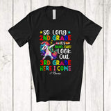 MacnyStore - Personalized So Long 2nd Grade Look Out 3rd Grade; Lovely Last Day Of School Custom Name Unicorn T-Shirt