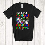 MacnyStore - Personalized So Long 4th Grade Look Out 5th Grade; Lovely Last Day Of School Custom Name Unicorn T-Shirt
