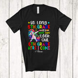 MacnyStore - Personalized So Long 5th Grade Look Out 6th Grade; Lovely Last Day Of School Custom Name Unicorn T-Shirt