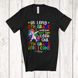 MacnyStore - Personalized So Long 6th Grade Look Out 7th Grade; Lovely Last Day Of School Custom Name Unicorn T-Shirt