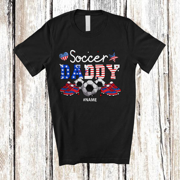 MacnyStore - Personalized Soccer Daddy; Awesome 4th Of July Custom Name Soccer Player; Patriotic Family T-Shirt