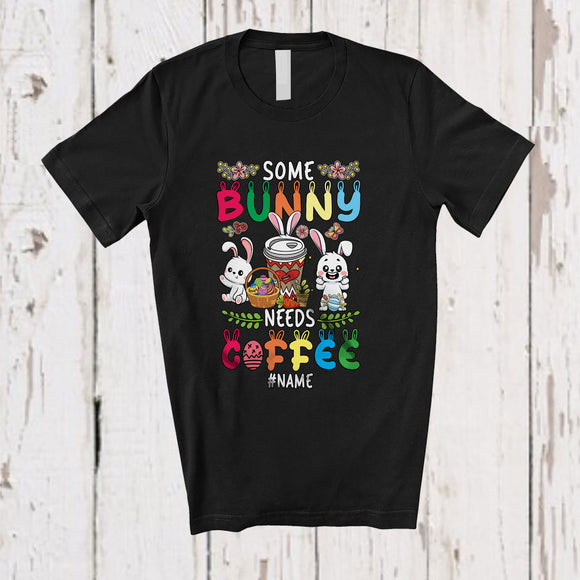 MacnyStore - Personalized Some Bunny Needs Coffee; Wonderful Easter Custom Name Bunny Coffee; Family T-Shirt