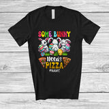 MacnyStore - Personalized Some Bunny Needs Pizza; Adorable Easter Three Bunnies; Eggs Hunt Groovy T-Shirt