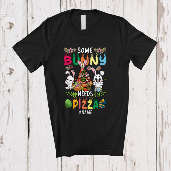 MacnyStore - Personalized Some Bunny Needs Pizza; Wonderful Easter Custom Name Bunny Pizza; Family T-Shirt