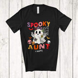 MacnyStore - Personalized Spooky Aunt; Awesome Halloween Flowers Boo Ghost Groovy; Custom Name Family T-Shirt