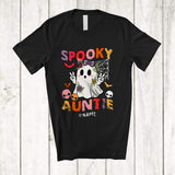 MacnyStore - Personalized Spooky Auntie; Awesome Halloween Flowers Boo Ghost Groovy; Custom Name Family T-Shirt