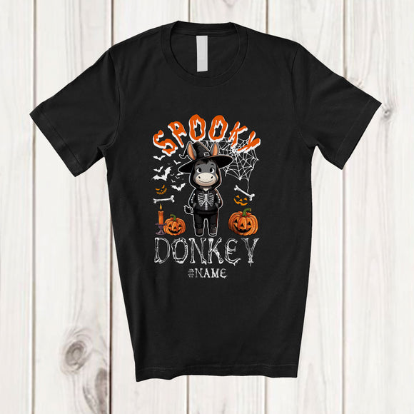 MacnyStore - Personalized Spooky Donkey; Scary Halloween Custom Name Donkey Witch Skeleton; Farmer T-Shirt