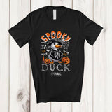 MacnyStore - Personalized Spooky Duck; Scary Halloween Custom Name Duck Witch Skeleton; Farmer T-Shirt