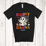 MacnyStore - Personalized Spooky Grandma; Awesome Halloween Flowers Boo Ghost Groovy; Custom Name Family T-Shirt