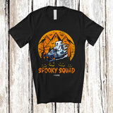MacnyStore - Personalized Spooky Squad; Humorous Halloween Moon Custom Name Boo Ghost Snowmobile T-Shirt