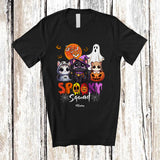 MacnyStore - Personalized Spooky Squad; Lovely Halloween Pumpkin Ghost Boo Cats Animal Lover; Family T-Shirt