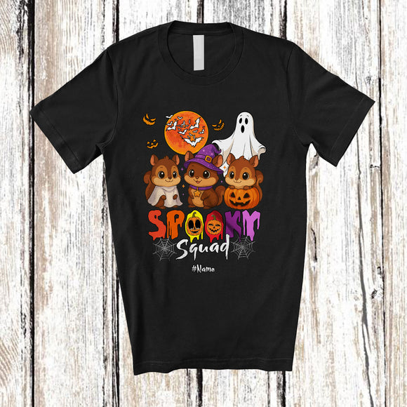 MacnyStore - Personalized Spooky Squad; Lovely Halloween Pumpkin Ghost Boo Squirrel Animal Lover; Family T-Shirt