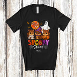 MacnyStore - Personalized Spooky Squad; Lovely Halloween Pumpkin Ghost Boo Squirrel Animal Lover; Family T-Shirt