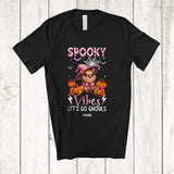 MacnyStore - Personalized Spooky Vibes Let's Go Ghouls; Lovely Halloween Custom Name Capybara Pumpkin T-Shirt