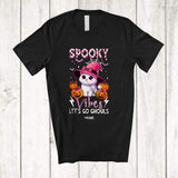 MacnyStore - Personalized Spooky Vibes Let's Go Ghouls; Lovely Halloween Custom Name Cat Pumpkin T-Shirt