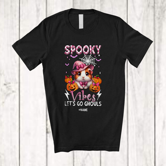 MacnyStore - Personalized Spooky Vibes Let's Go Ghouls; Lovely Halloween Custom Name Guinea Pig Pumpkin T-Shirt