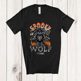 MacnyStore - Personalized Spooky Wolf; Scary Halloween Custom Name Wolf Witch Skeleton; Wild Animal T-Shirt