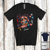 MacnyStore - Personalized Squirrel Riding Firecracker, Lovely 4th Of July USA Flag Custom Name, Zoo Animal T-Shirt
