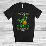 MacnyStore - Personalized St PaT-Rex Day; Happy St. Patrick's Day Custom Name T-Rex Holding Lucky Coin T-Shirt