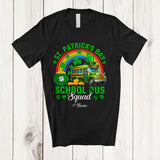 MacnyStore - Personalized St. Patrick's Day School Bus; Joyful Leprechaun Custom Name School Bus Driver T-Shirt