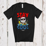 MacnyStore - Personalized Stay Cool; Lovely Summer Vacation Custom Name Hawaiian Santa Sunglasses at Beach T-Shirt
