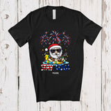 MacnyStore - Personalized Stay Cool; Proud 4th Of July Custom Name Hawaiian Santa Sunglasses Beach; Patriotic T-Shirt